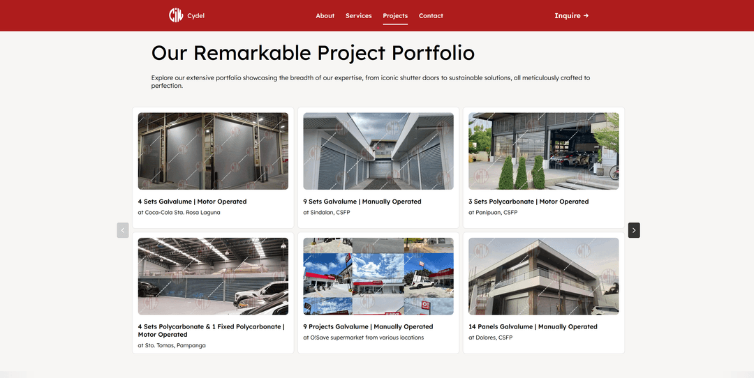 Screenshot or preview of Cydel Landing Page project